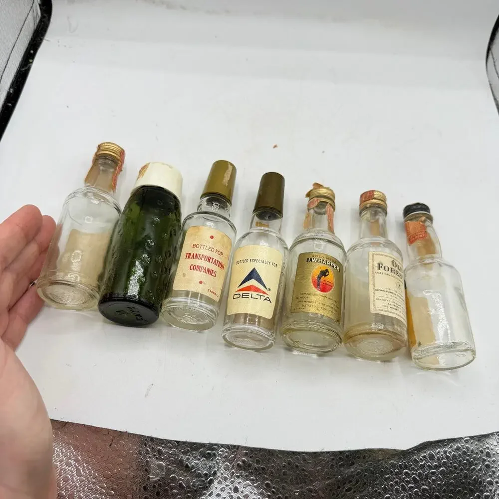 X7 vintage miniature airline delta liquor bottles - shots retro mcm